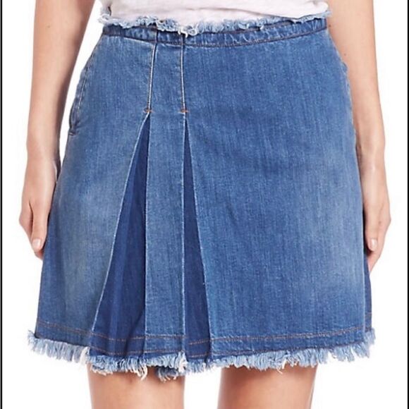 See By Chloe Denim Skirt Side Pleat Raw Edge Blue 28 6 - Picture 1 of 13